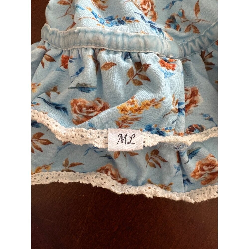 Makena Lane Laila Twirl Girls Baby Blue Floral Long Sleeve Dress Size 7 - Picture 8 of 11
